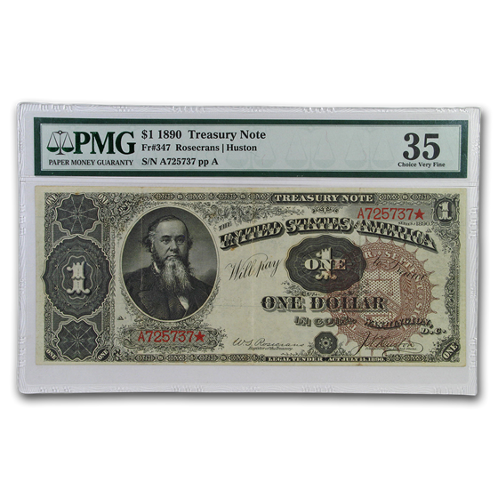 1890 $1.00 Treasury Note Stanton VF-35 PMG 1890 $1.00 Treasury Note Stanton VF-35 PMG